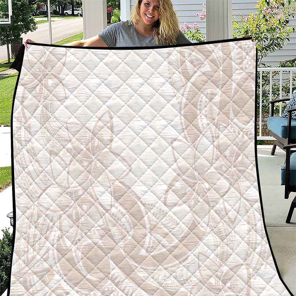 Polynesian Tribal Plumeria Lotu Tamaiti Quilt Pastel Nude LT9 Nude - Polynesian Pride