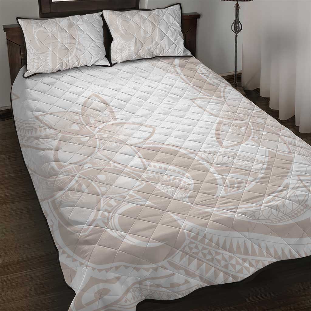 Polynesian Tribal Plumeria Lotu Tamaiti Quilt Bed Set Pastel Nude LT9 Nude - Polynesian Pride