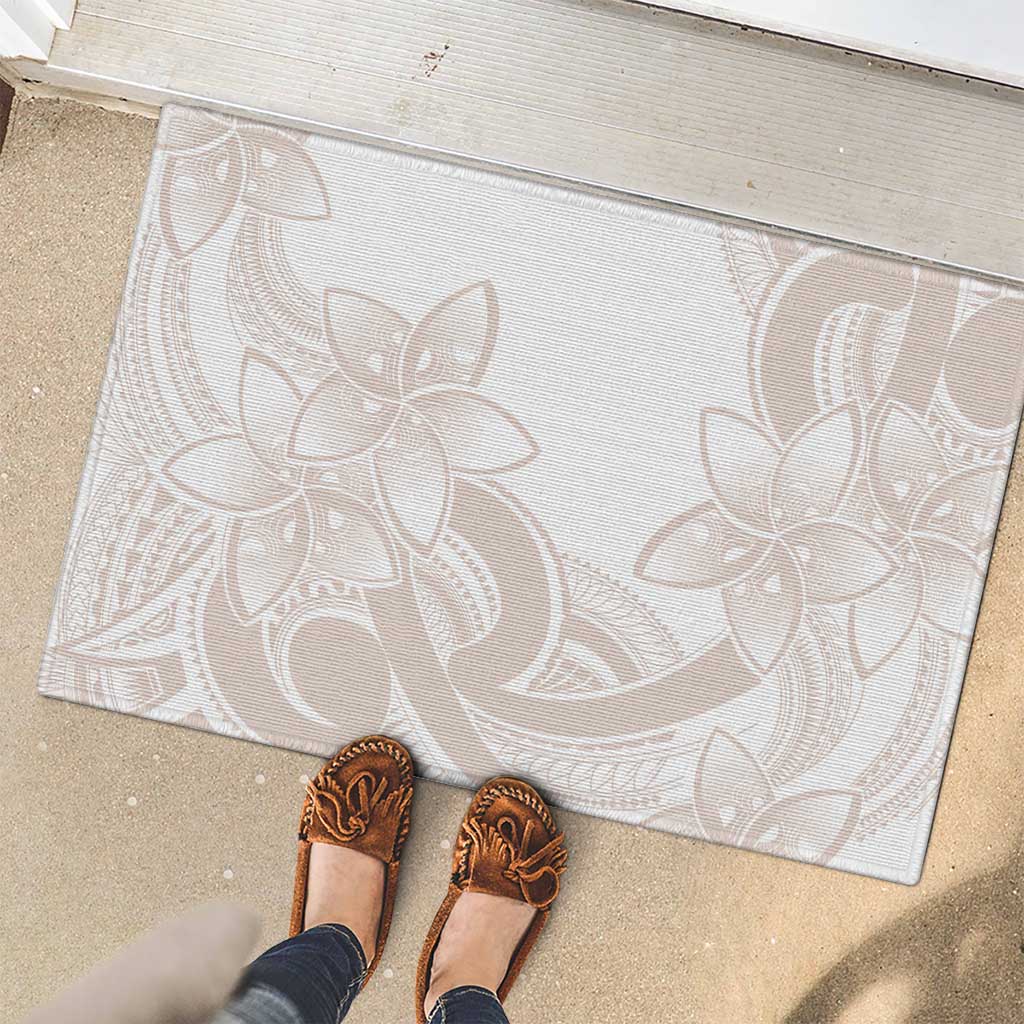 Polynesian Tribal Plumeria Lotu Tamaiti Rubber Doormat Pastel Nude - Polynesian Pride
