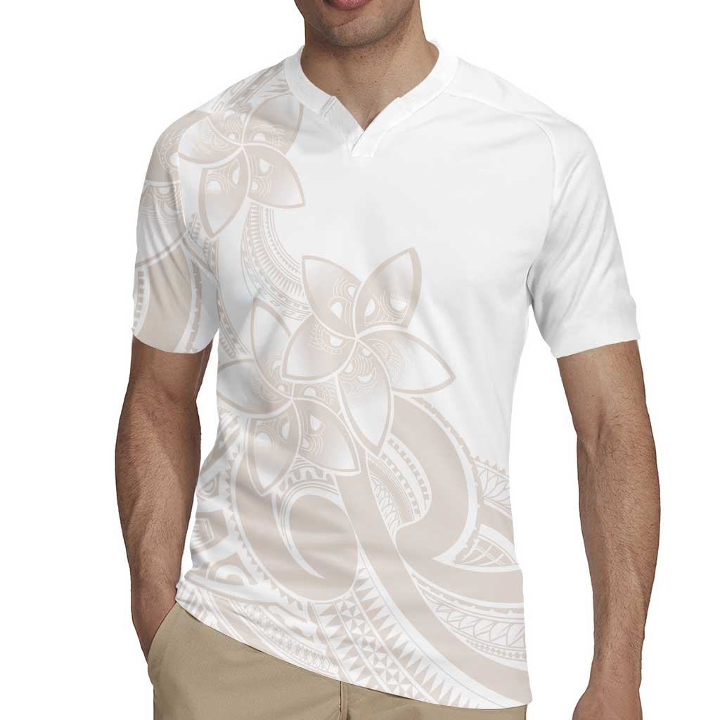 Polynesian Tribal Plumeria Lotu Tamaiti Rugby Jersey Pastel Nude - Polynesian Pride