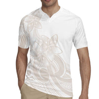Polynesian Tribal Plumeria Lotu Tamaiti Rugby Jersey Pastel Nude - Polynesian Pride