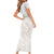 Polynesian Tribal Plumeria Lotu Tamaiti Short Sleeve Bodycon Dress Pastel Nude - Polynesian Pride