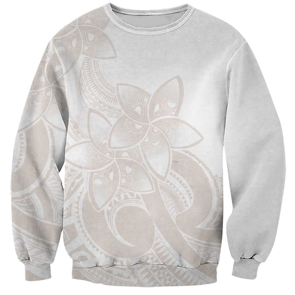 Polynesian Tribal Plumeria Lotu Tamaiti Sweatshirt Pastel Nude - Polynesian Pride