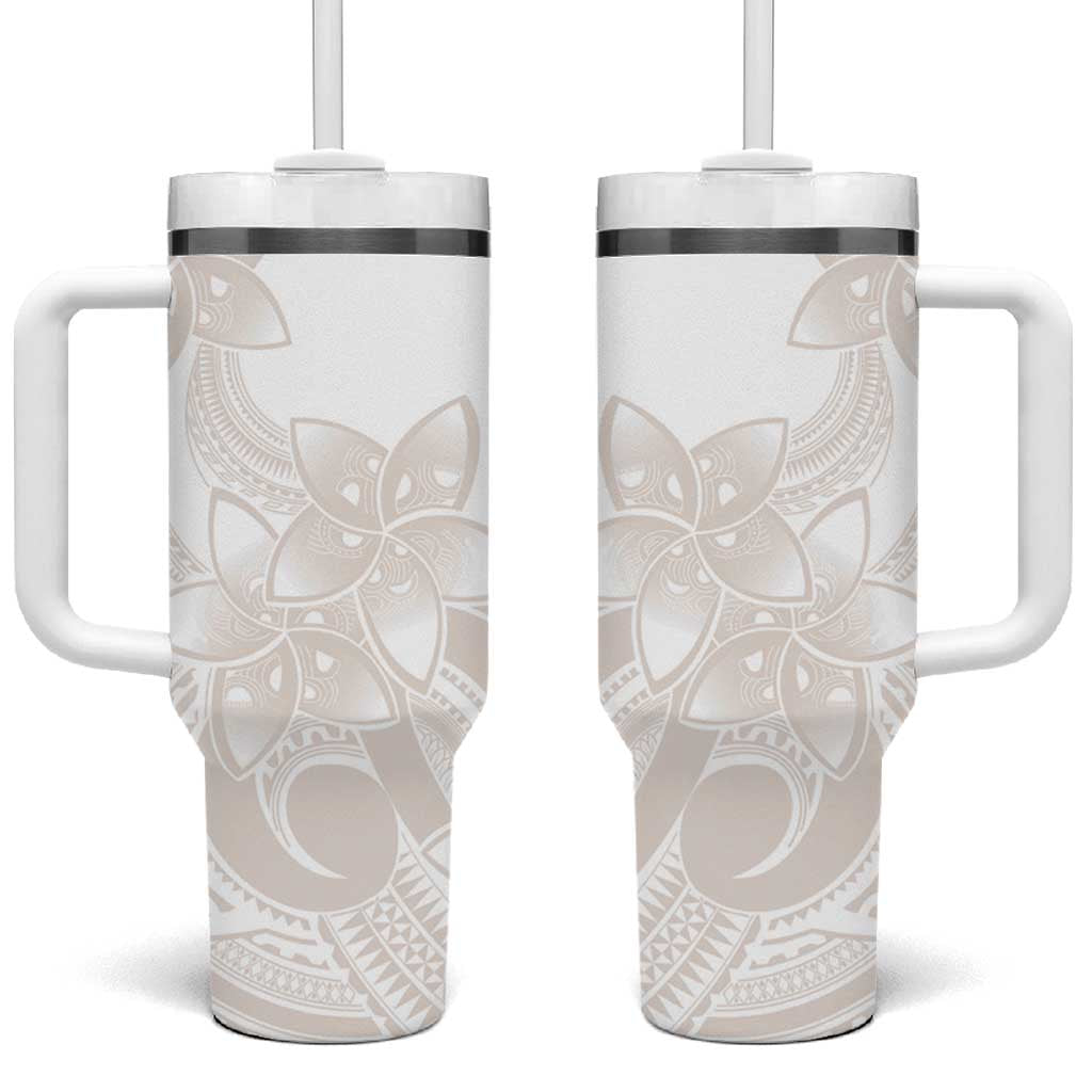Polynesian Tribal Plumeria Lotu Tamaiti Tumbler With Handle Pastel Nude - Polynesian Pride