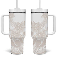 Polynesian Tribal Plumeria Lotu Tamaiti Tumbler With Handle Pastel Nude - Polynesian Pride