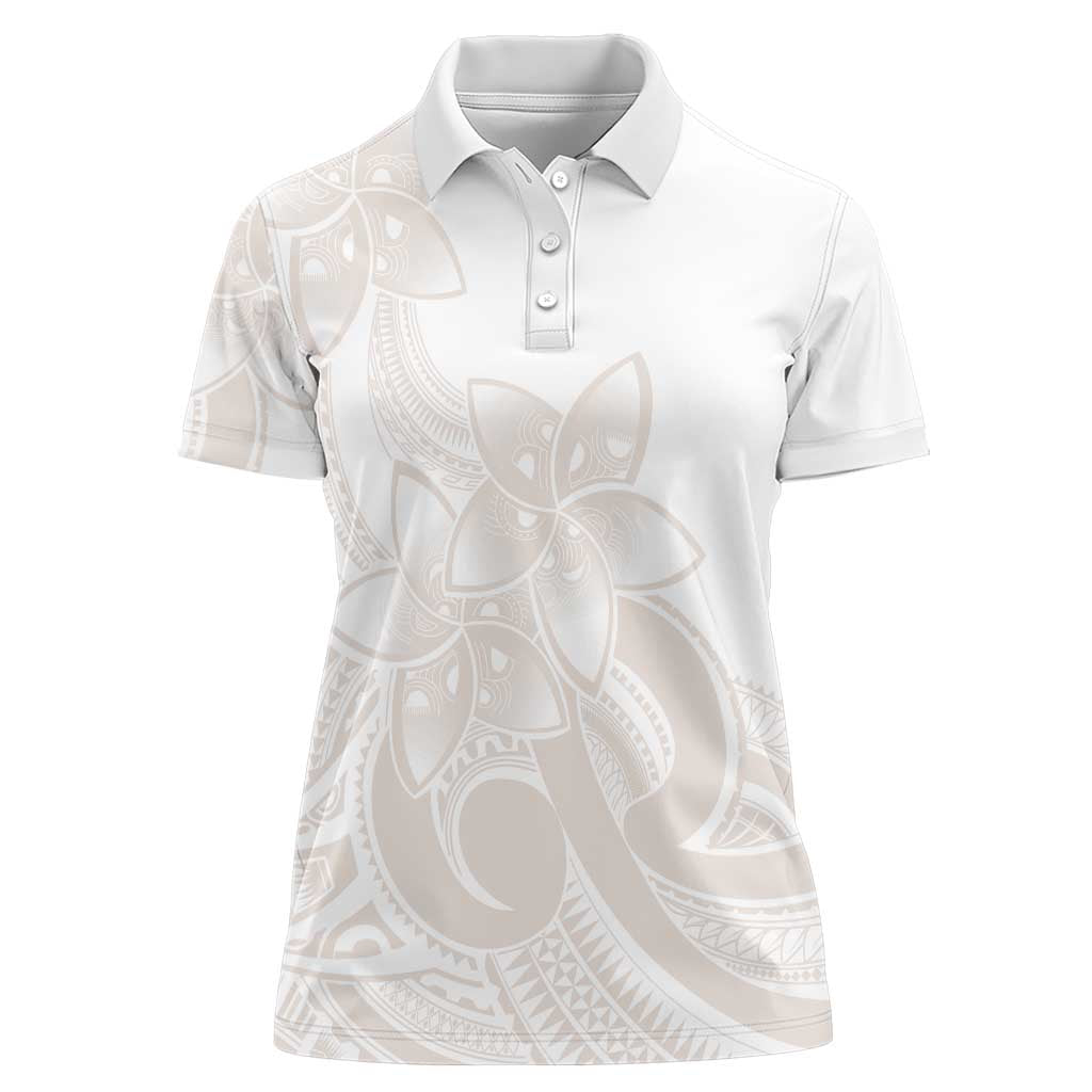 Polynesian Tribal Plumeria Lotu Tamaiti Women Polo Shirt Pastel Nude - Polynesian Pride