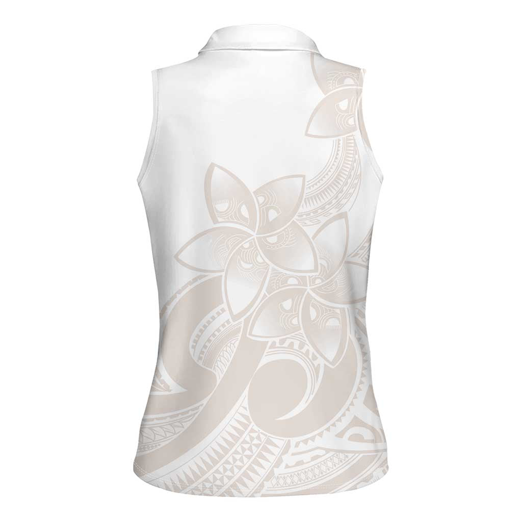 Polynesian Tribal Plumeria Lotu Tamaiti Women Sleeveless Polo Shirt Pastel Nude - Polynesian Pride