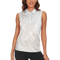Polynesian Tribal Plumeria Lotu Tamaiti Women Sleeveless Polo Shirt Pastel Nude - Polynesian Pride