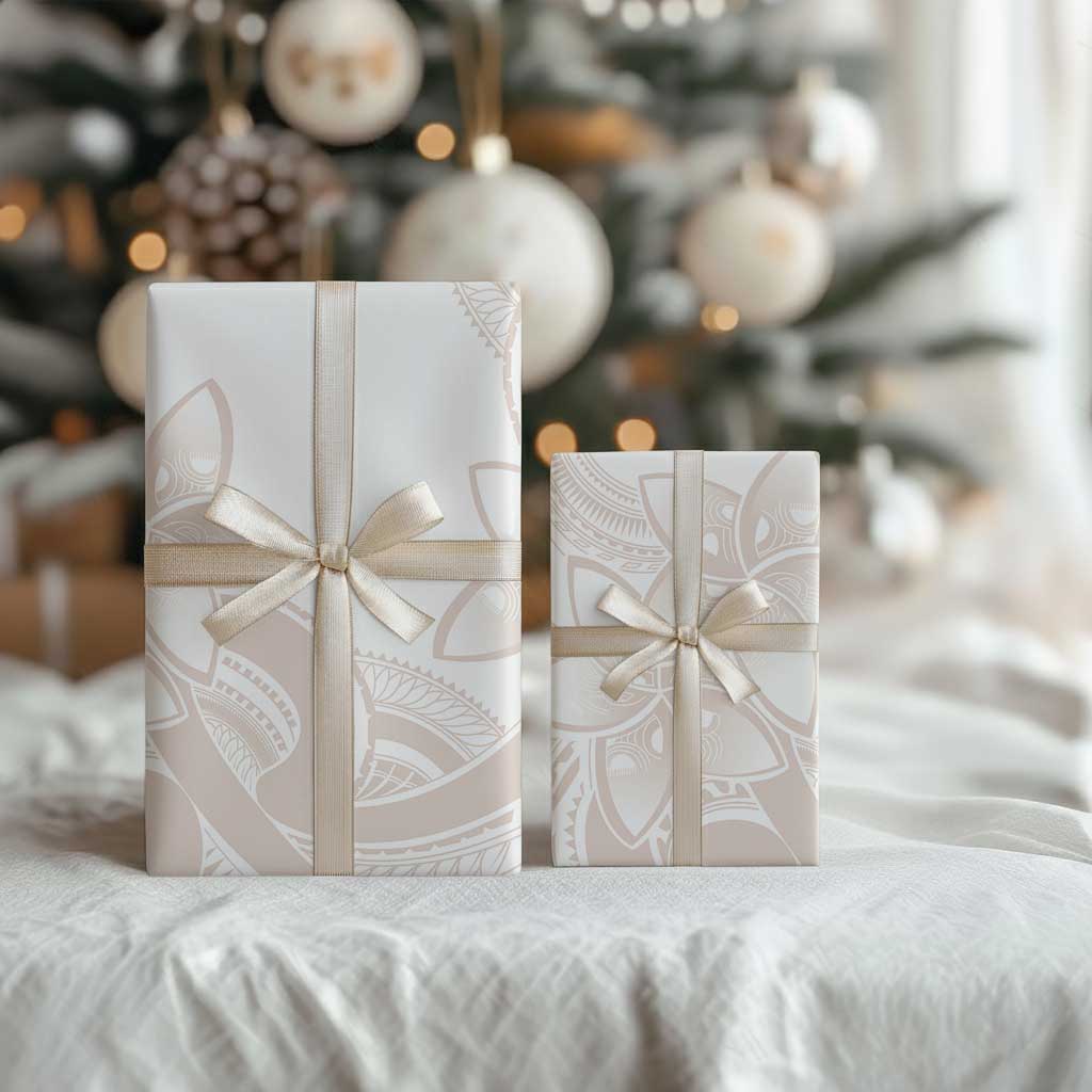 Polynesian Tribal Plumeria Lotu Tamaiti Wrapping Paper Pastel Nude - Polynesian Pride