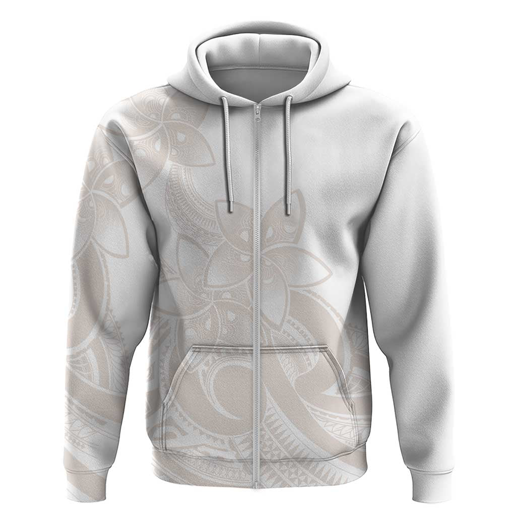 Polynesian Tribal Plumeria Lotu Tamaiti Zip Hoodie Pastel Nude LT9 Zip Hoodie Nude - Polynesian Pride