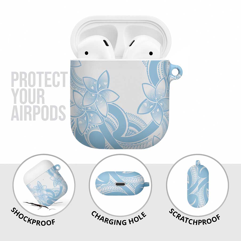 Polynesian Tribal Plumeria Lotu Tamaiti AirPods Case Pastel Sky Blue - Polynesian Pride