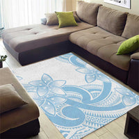 Polynesian Tribal Plumeria Lotu Tamaiti Area Rug Pastel Sky Blue - Polynesian Pride