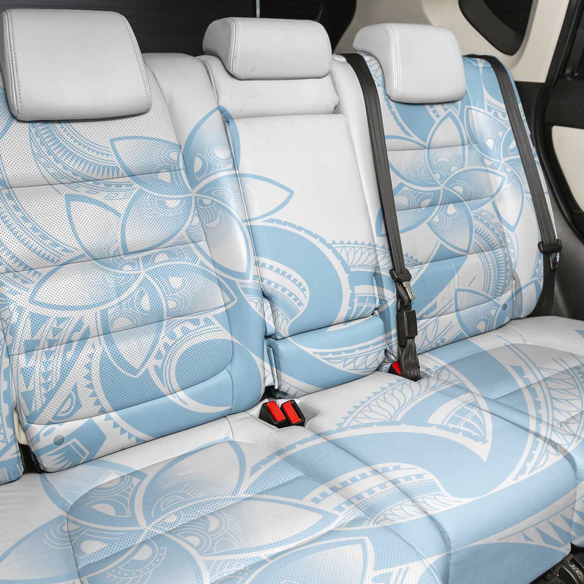 Polynesian Tribal Plumeria Lotu Tamaiti Back Car Seat Cover Pastel Sky Blue LT9 - Polynesian Pride
