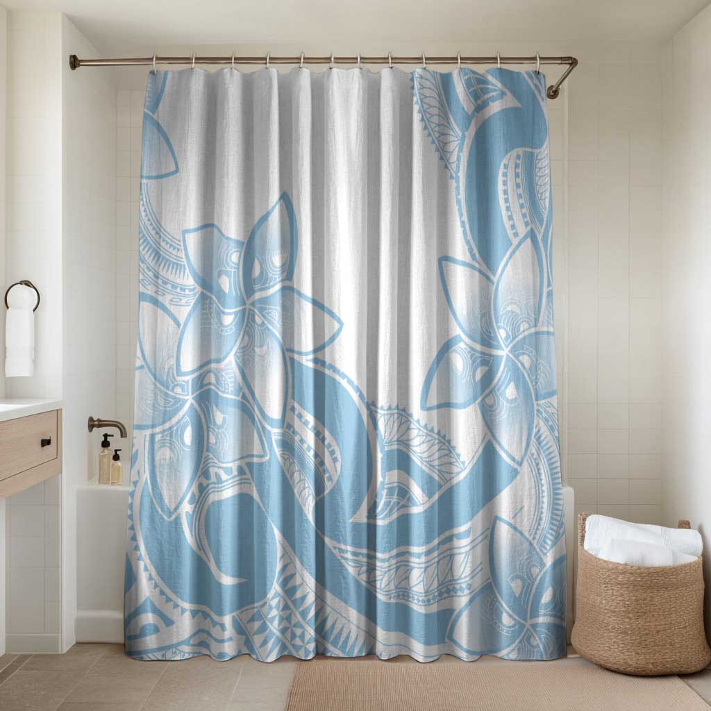 Polynesian Tribal Plumeria Lotu Tamaiti Bathroom Set Pastel Sky Blue - Polynesian Pride