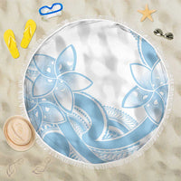 Polynesian Tribal Plumeria Lotu Tamaiti Beach Blanket Pastel Sky Blue - Polynesian Pride