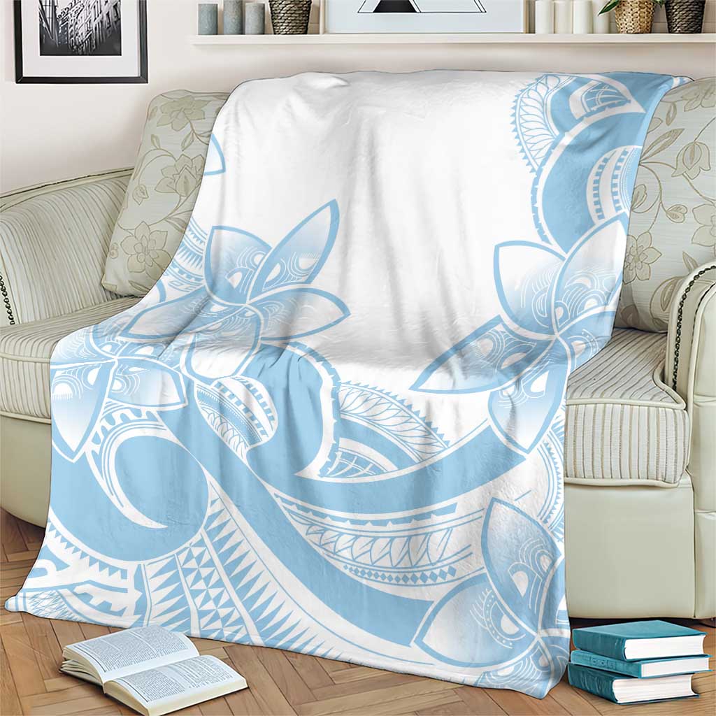 Polynesian Tribal Plumeria Lotu Tamaiti Blanket Pastel Sky Blue LT9 - Polynesian Pride