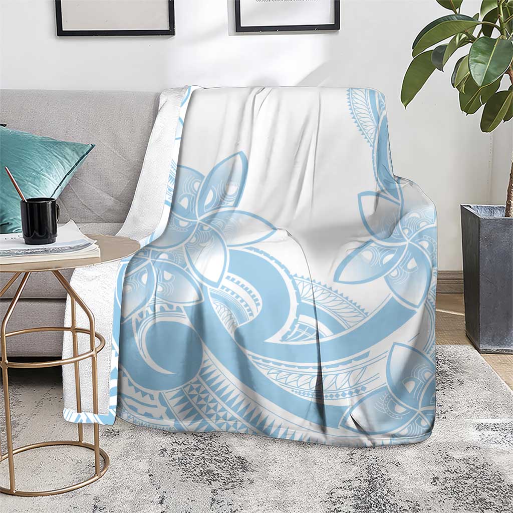 Polynesian Tribal Plumeria Lotu Tamaiti Blanket Pastel Sky Blue LT9 - Polynesian Pride