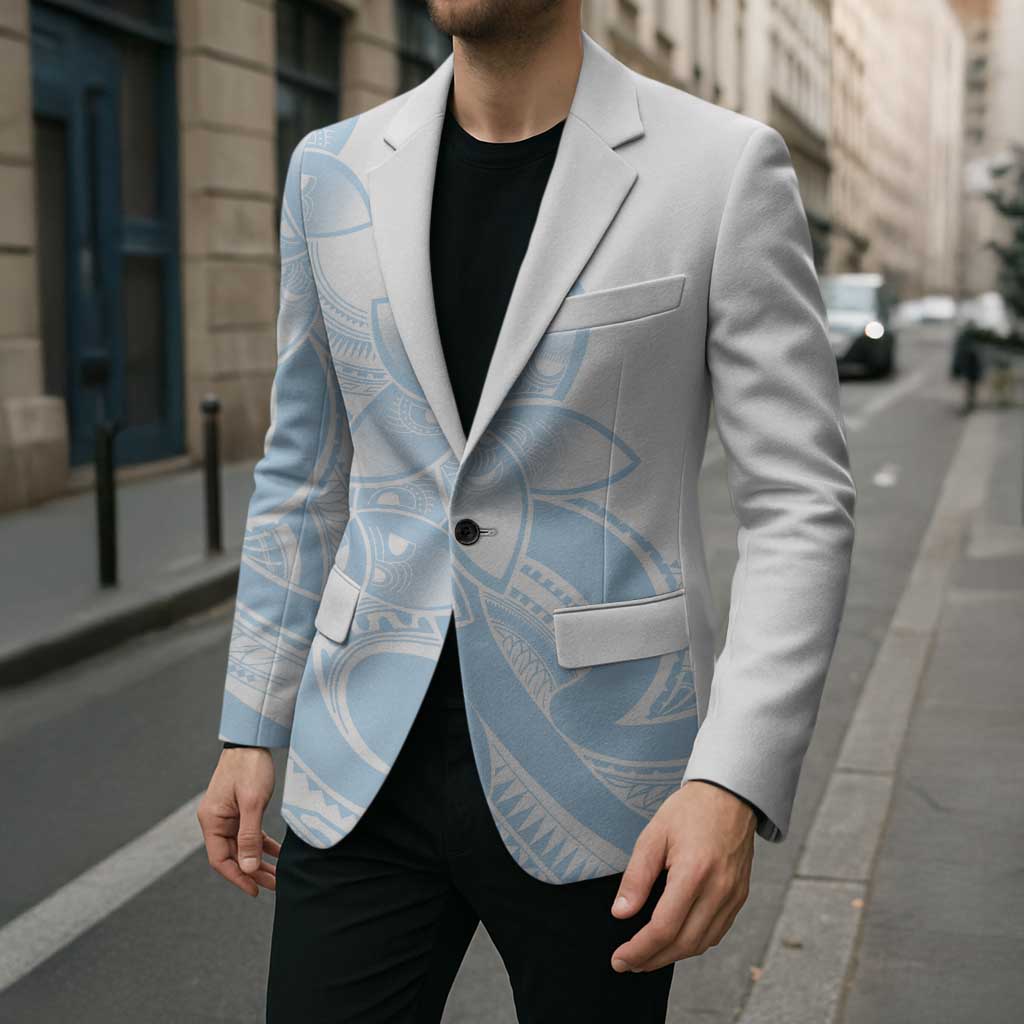 Polynesian Tribal Plumeria Lotu Tamaiti Blazer Pastel Sky Blue LT9 - Polynesian Pride