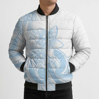 Polynesian Tribal Plumeria Lotu Tamaiti Bomber Puffer Jacket Pastel Sky Blue - Polynesian Pride