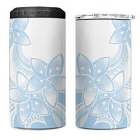 Polynesian Tribal Plumeria Lotu Tamaiti 4 in 1 Can Cooler Tumbler Pastel Sky Blue - Polynesian Pride