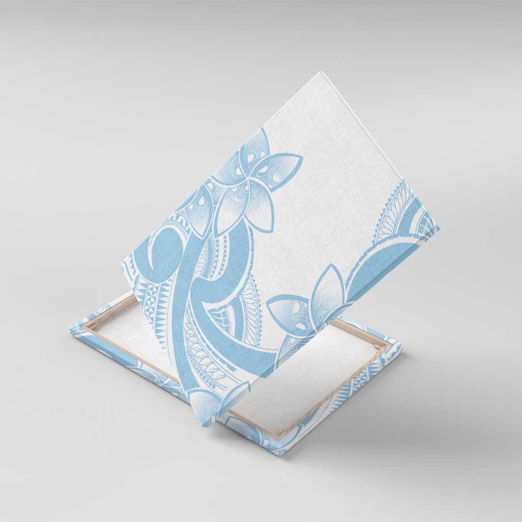 Polynesian Tribal Plumeria Lotu Tamaiti Canvas Wall Art Pastel Sky Blue LT9 With Frame Blue - Polynesian Pride