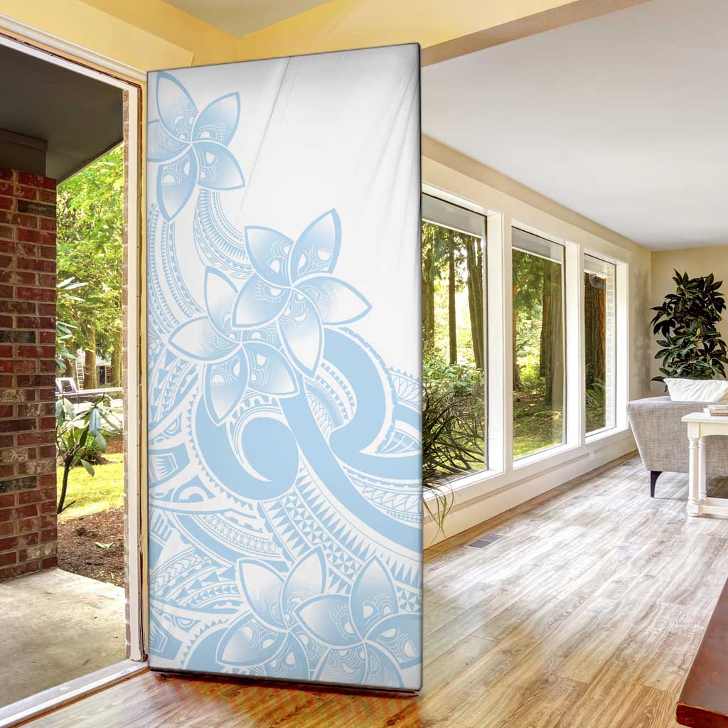 Polynesian Tribal Plumeria Lotu Tamaiti Door Cover Pastel Sky Blue - Polynesian Pride