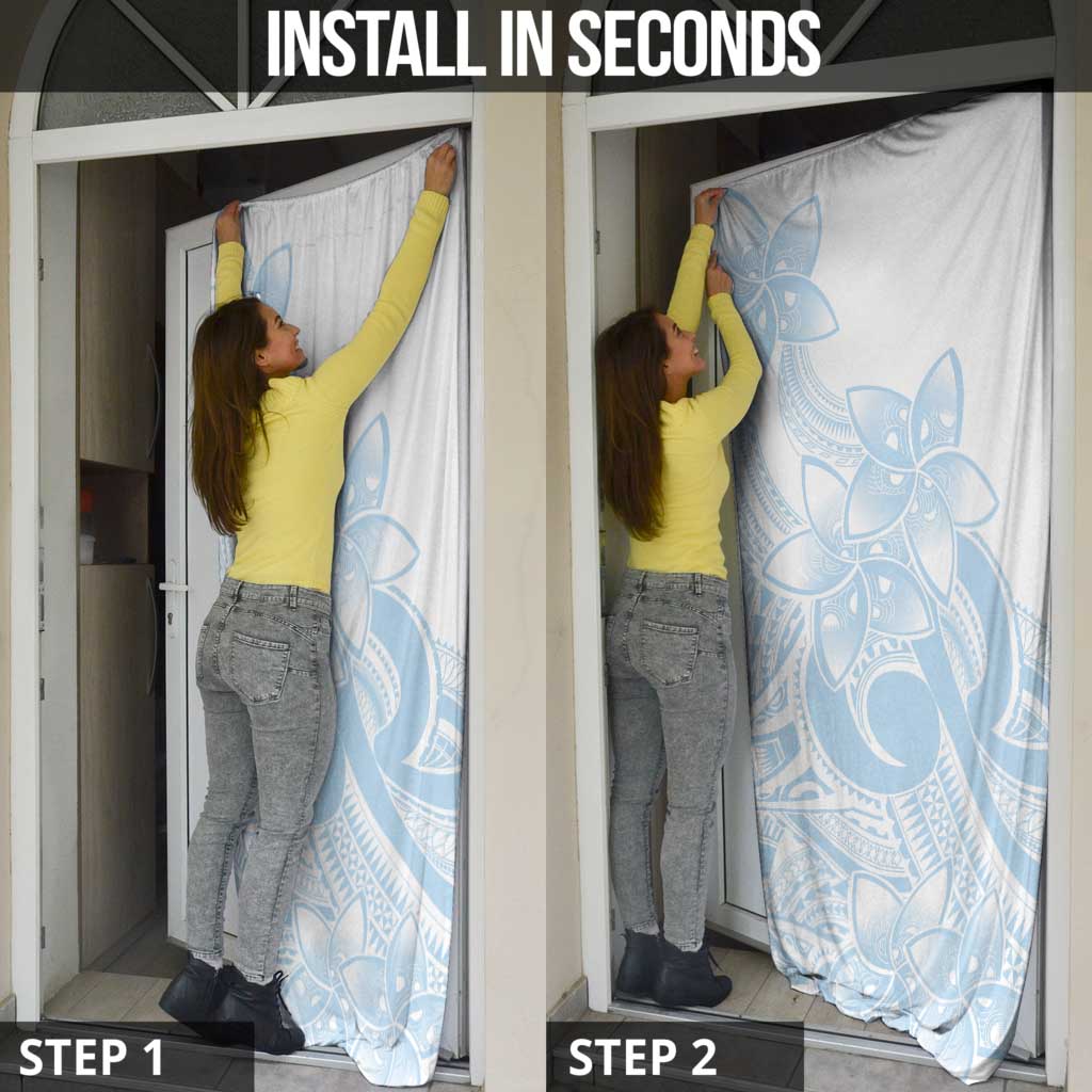 Polynesian Tribal Plumeria Lotu Tamaiti Door Cover Pastel Sky Blue - Polynesian Pride