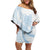 Polynesian Tribal Plumeria Lotu Tamaiti Family Matching Off Shoulder Short Dress and Hawaiian Shirt Pastel Sky Blue - Polynesian Pride