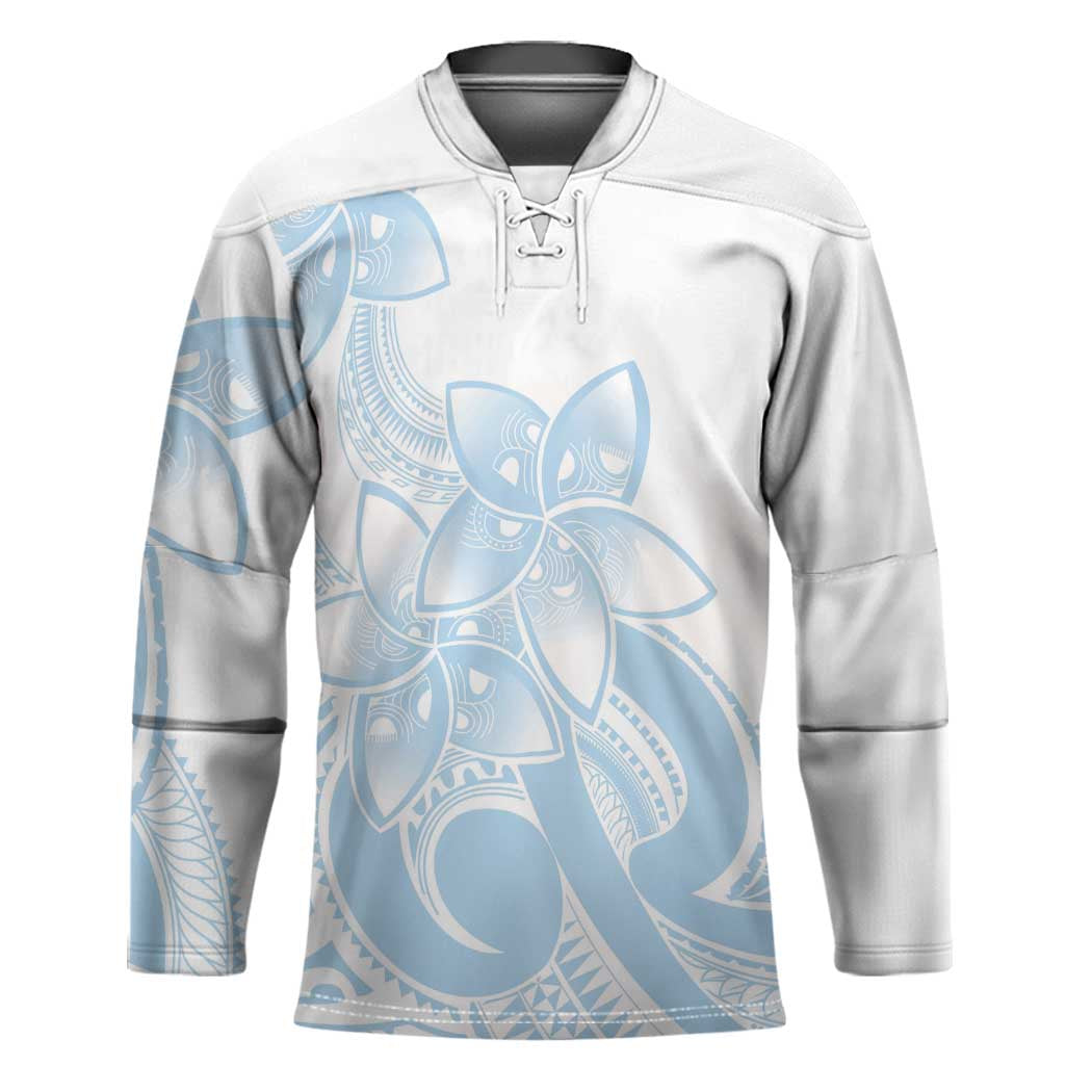 Polynesian Tribal Plumeria Lotu Tamaiti Hockey Jersey Pastel Sky Blue - Polynesian Pride