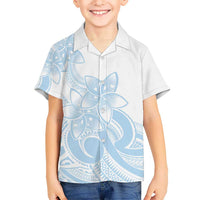 Polynesian Tribal Plumeria Lotu Tamaiti Kid Hawaiian Shirt Pastel Sky Blue LT9 Kid Blue - Polynesian Pride