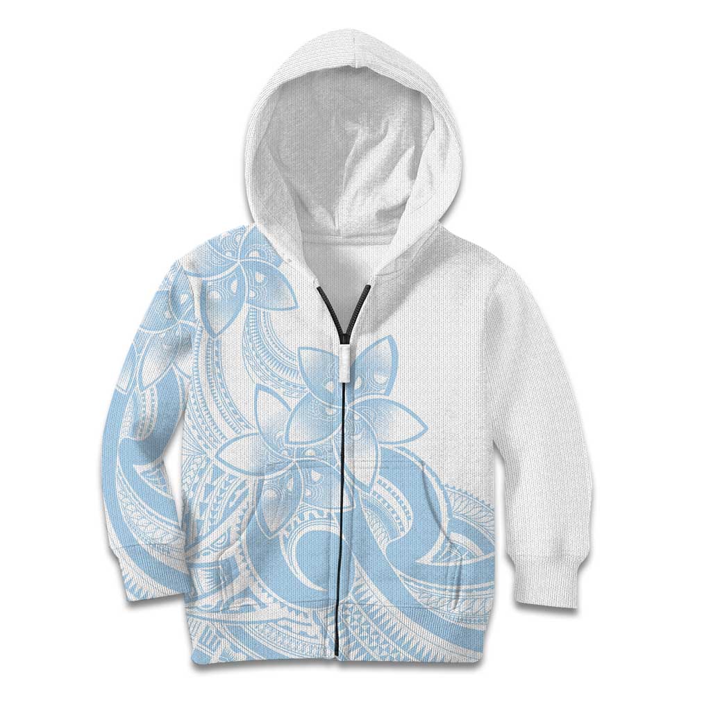 Polynesian Tribal Plumeria Lotu Tamaiti Kid Hoodie Pastel Sky Blue - Polynesian Pride
