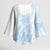 Polynesian Tribal Plumeria Lotu Tamaiti Kimono Sleeve Blouse Pastel Sky Blue - Polynesian Pride