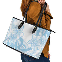 Polynesian Tribal Plumeria Lotu Tamaiti Leather Tote Bag Pastel Sky Blue LT9 - Polynesian Pride
