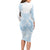 Polynesian Tribal Plumeria Lotu Tamaiti Long Sleeve Bodycon Dress Pastel Sky Blue - Polynesian Pride