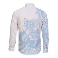 Polynesian Tribal Plumeria Lotu Tamaiti Long Sleeve Button Shirt Pastel Sky Blue - Polynesian Pride