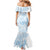 Polynesian Tribal Plumeria Lotu Tamaiti Mermaid Dress Pastel Sky Blue - Polynesian Pride