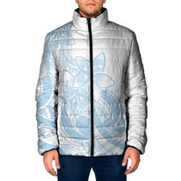 Polynesian Tribal Plumeria Lotu Tamaiti Padded Jacket Pastel Sky Blue - Polynesian Pride