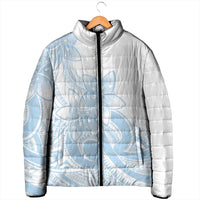 Polynesian Tribal Plumeria Lotu Tamaiti Padded Jacket Pastel Sky Blue - Polynesian Pride