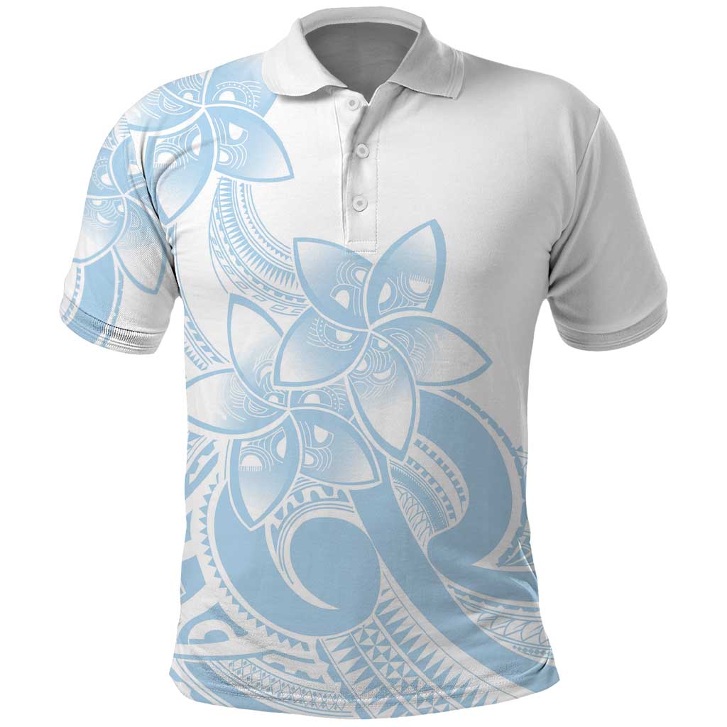 Polynesian Tribal Plumeria Lotu Tamaiti Polo Shirt Pastel Sky Blue - Polynesian Pride