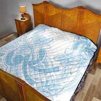 Polynesian Tribal Plumeria Lotu Tamaiti Quilt Pastel Sky Blue - Polynesian Pride