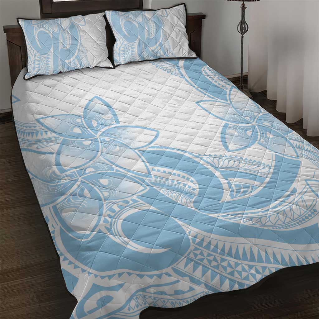 Polynesian Tribal Plumeria Lotu Tamaiti Quilt Bed Set Pastel Sky Blue LT9 Blue - Polynesian Pride
