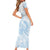Polynesian Tribal Plumeria Lotu Tamaiti Short Sleeve Bodycon Dress Pastel Sky Blue - Polynesian Pride