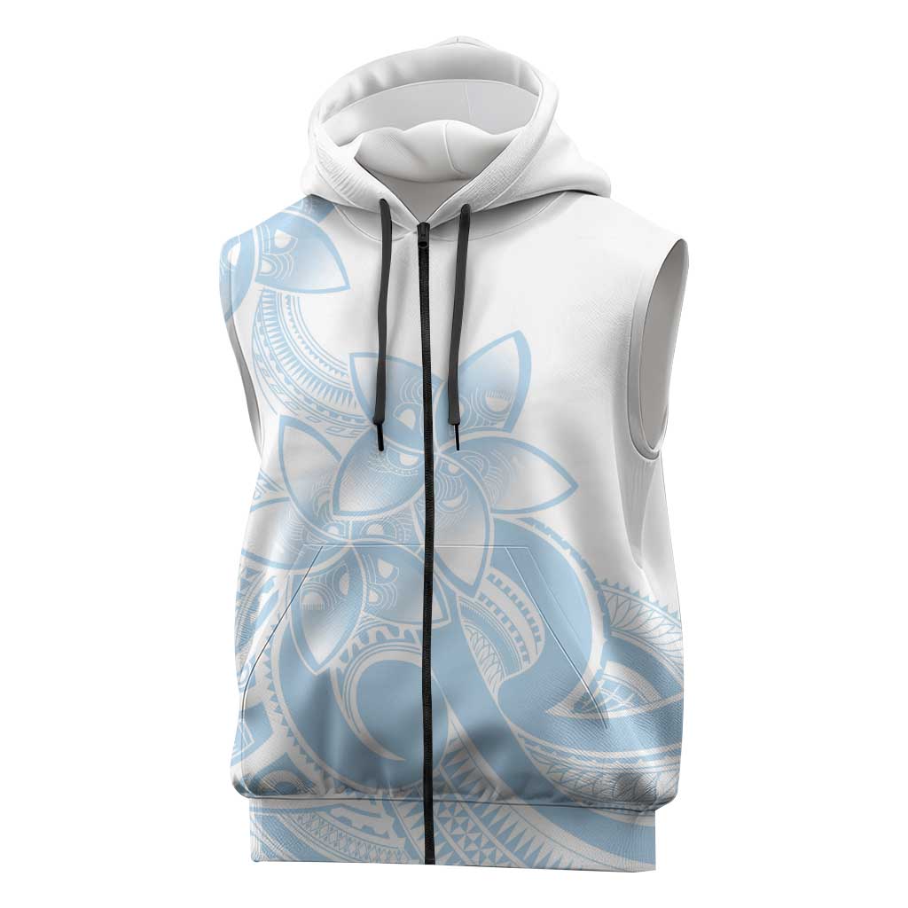 Polynesian Tribal Plumeria Lotu Tamaiti Sleeveless Zip Hoodie Pastel Sky Blue LT9 Blue - Polynesian Pride