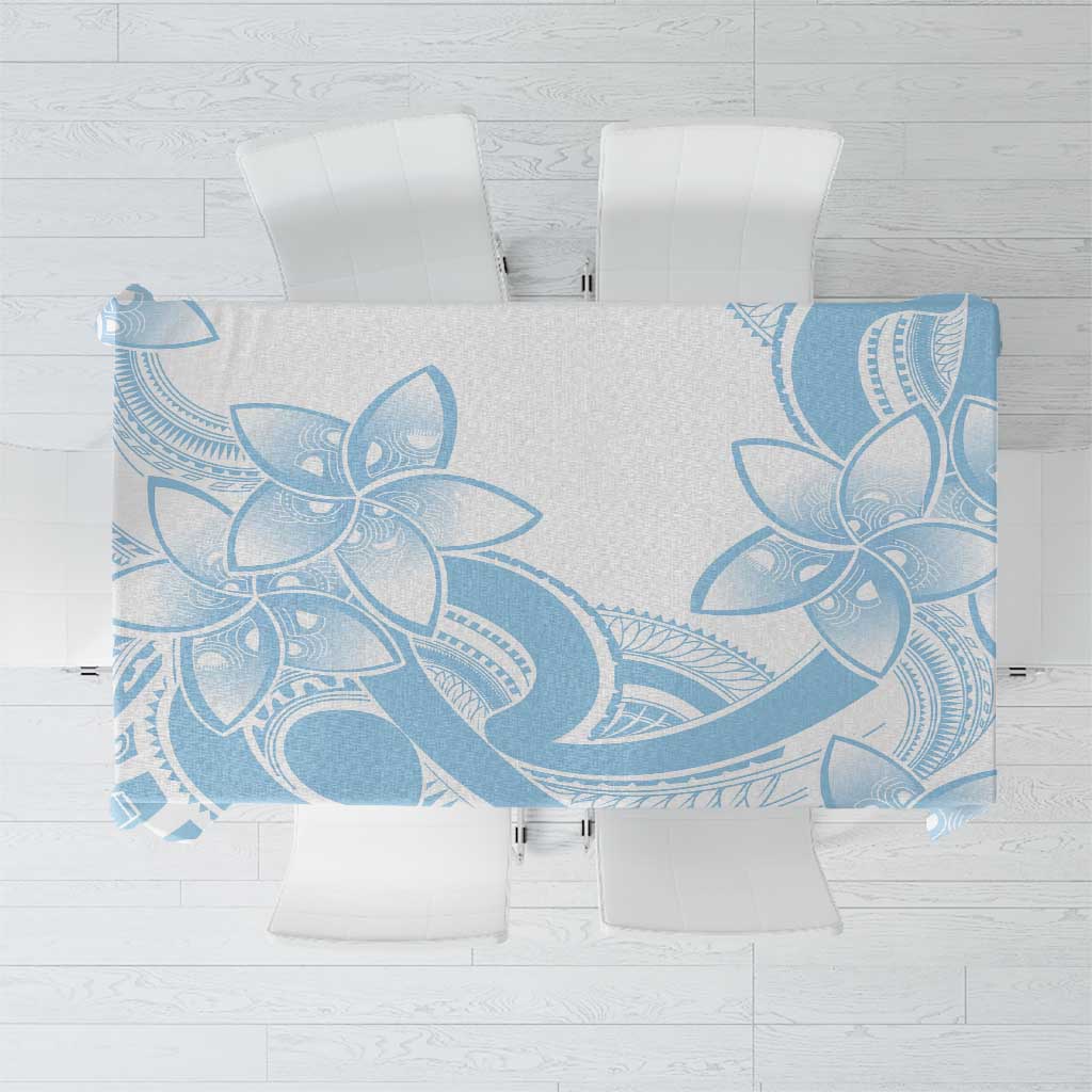 Polynesian Tribal Plumeria Lotu Tamaiti Tablecloth Pastel Sky Blue - Polynesian Pride