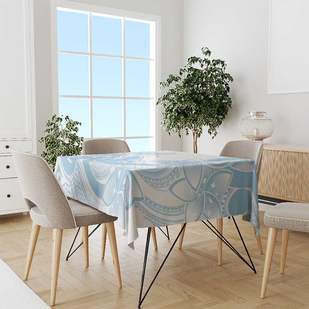 Polynesian Tribal Plumeria Lotu Tamaiti Tablecloth Pastel Sky Blue - Polynesian Pride