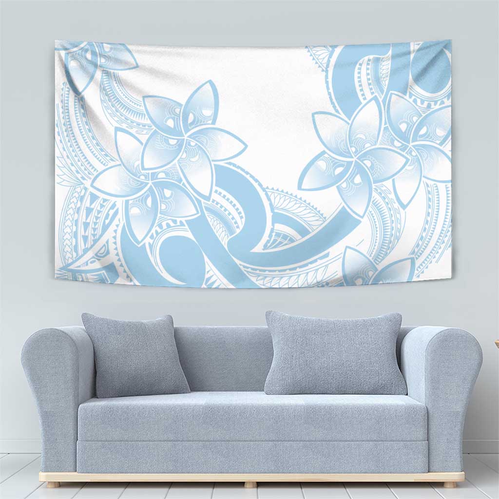 Polynesian Tribal Plumeria Lotu Tamaiti Tapestry Pastel Sky Blue - Polynesian Pride