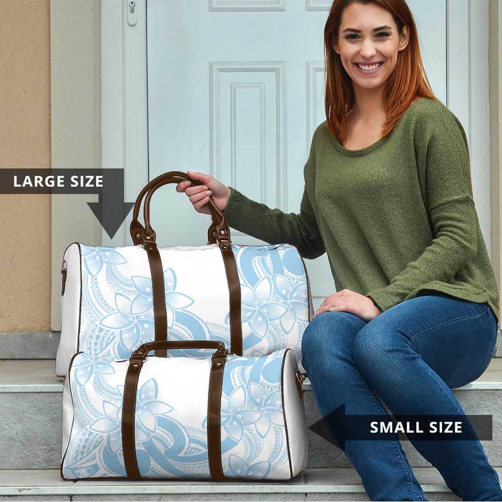 Polynesian Tribal Plumeria Lotu Tamaiti Travel Bag Pastel Sky Blue - Polynesian Pride