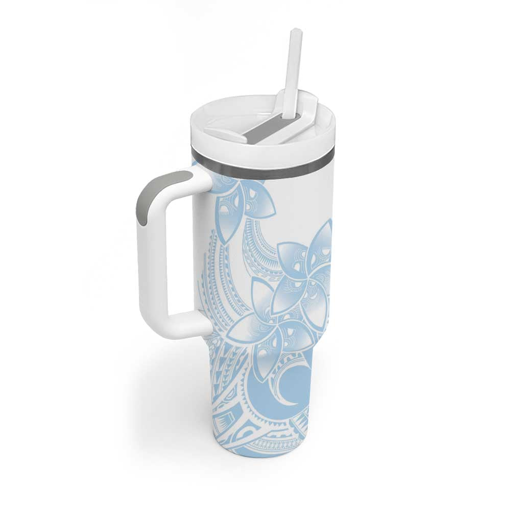 Polynesian Tribal Plumeria Lotu Tamaiti Tumbler With Handle Pastel Sky Blue - Polynesian Pride