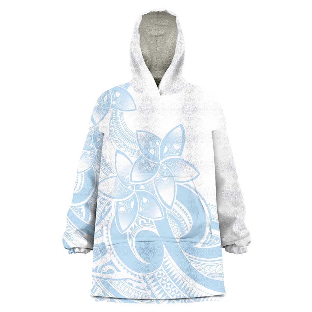 Polynesian Tribal Plumeria Lotu Tamaiti Wearable Blanket Hoodie Pastel Sky Blue LT9 One Size Blue - Polynesian Pride