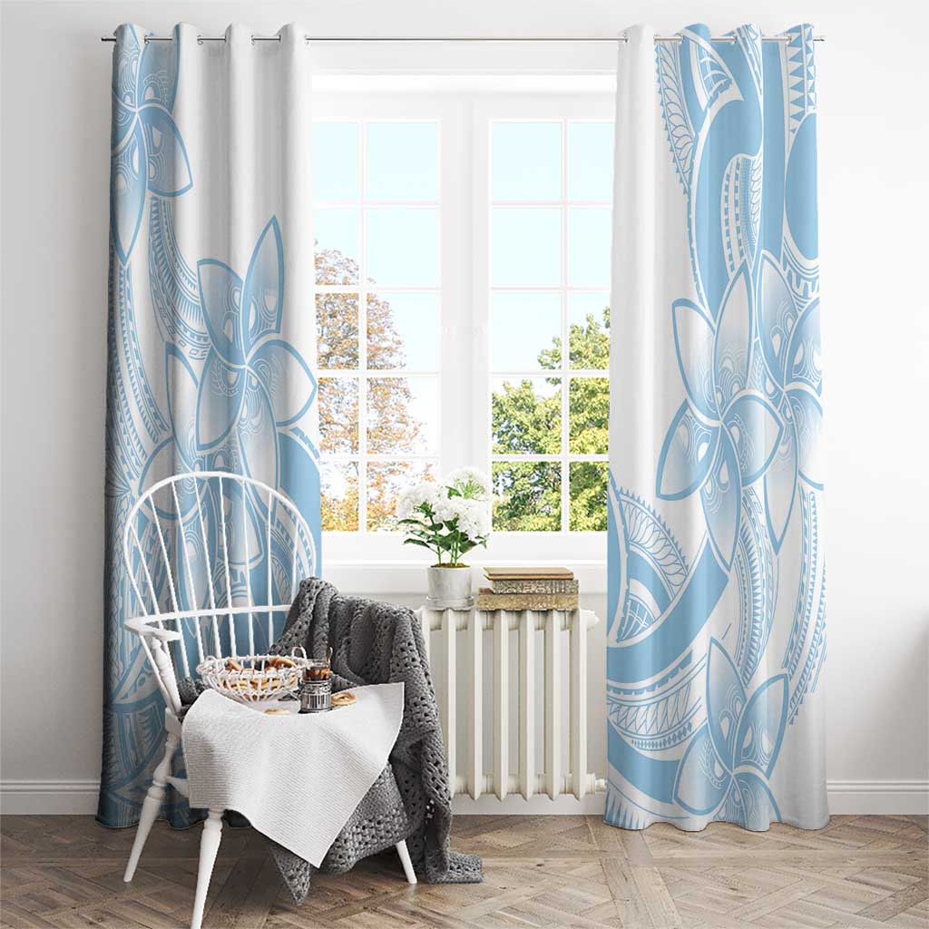 Polynesian Tribal Plumeria Lotu Tamaiti Window Curtain Pastel Sky Blue - Polynesian Pride